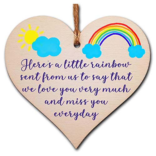 Thinking of You Wooden Heart Plaque, Letterbox-Friendly Hanging Gift Sign with Twine, 10x10cm Italian Plywood