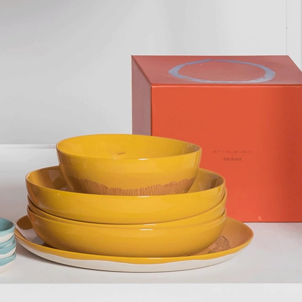 Salaterka miska na sałatkę owocową ceramiczna żółta miska ramen miska na zupę miski do kuchni