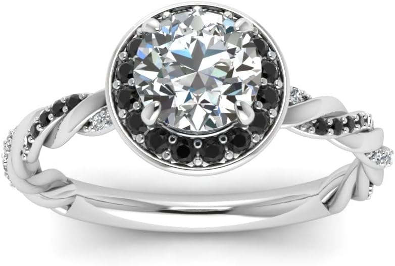 Choose Your Gemstone Twisted Vine Halo Diamond CZ Ring Sterling Silver Round Shape Halo Engagement Rings Ornaments Surprise for Wife Symbol of Love Clarity Comfortable US Size 4 to 12