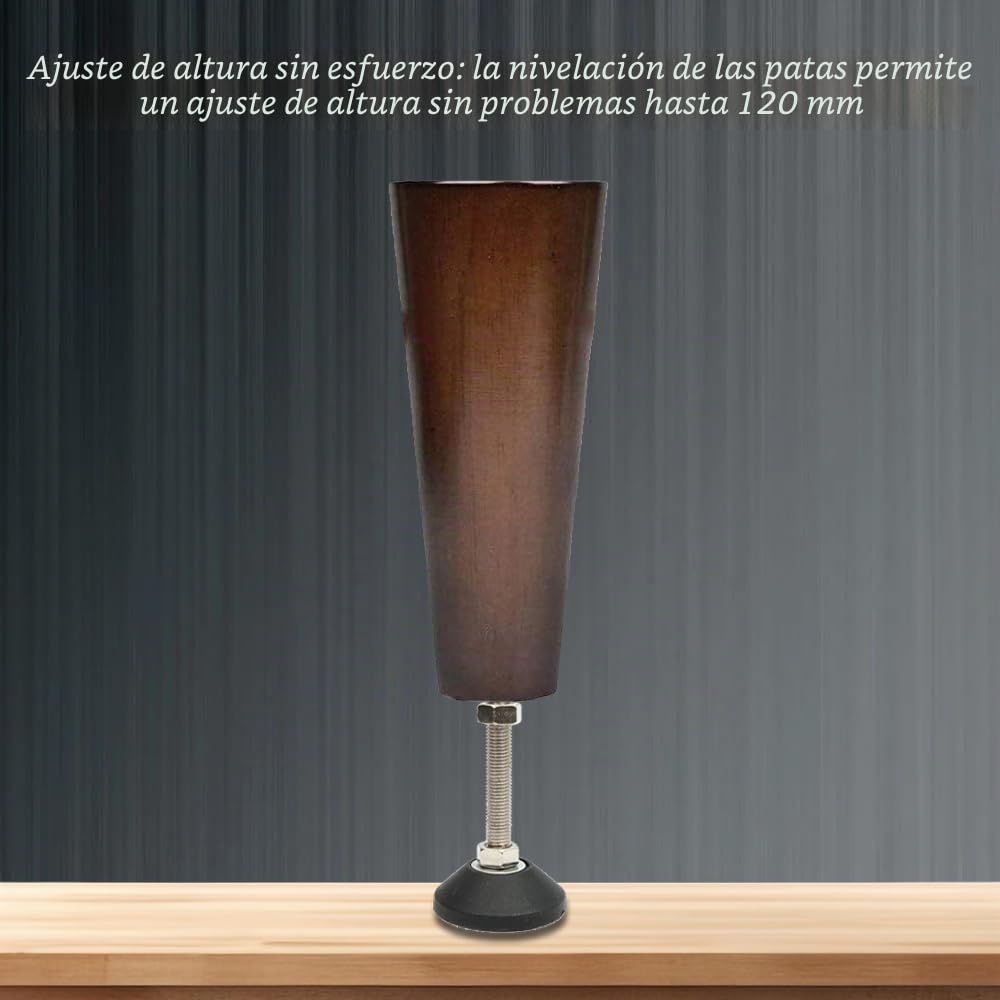 Pies niveladores para Muebles, 4 Piezas M8 Pies niveladores de Altura para mesas, sillas, sofás, Bancos de Trabajo, aparadores, Bancos, armarios, etc.(D40*M8*L120)