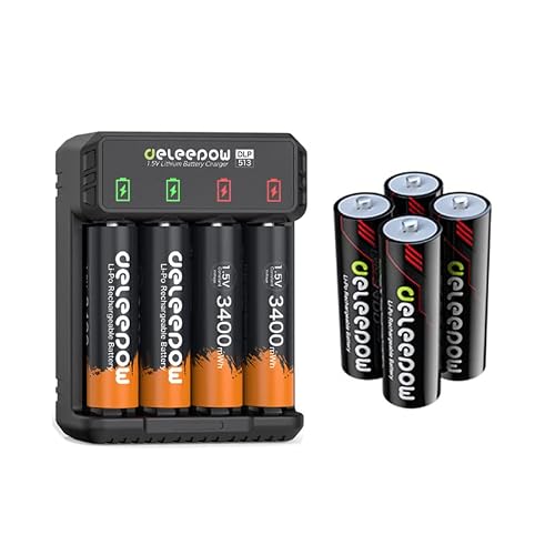 Deleepow Rechargeable Aa Batteries 3400Mwh 1.5V Lithium Aa Batteries Rechargeable 8Pcs Aa Rechargeable Batteries With Charger 1500 Cycle #TOP21