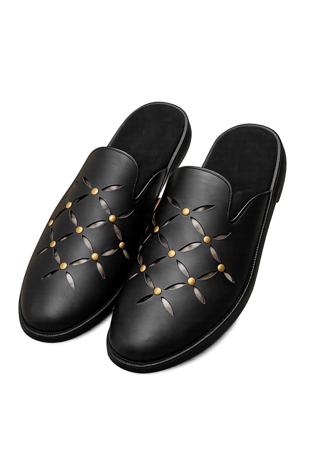 Men's Black Nagra Leather Shoes – Traditional Handcrafted Nagra Sandals-image-32