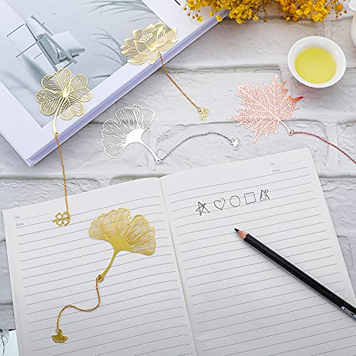 Jummisy 12 Pieces Metal Bookmarks With Chain For Women Metal Leaf Bookmark Unique Bookmarks Plant Bookmark Vintage For Book Lovers Writers Readers Children Teens Adults Gold Silver And Rose Gold #TOP4