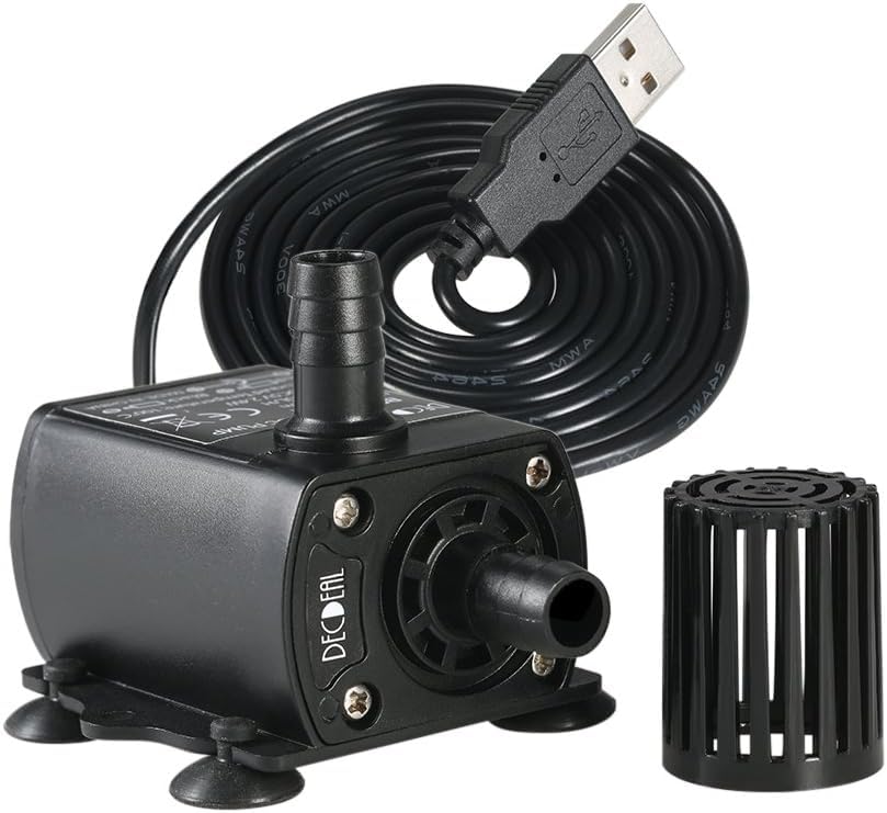 Submersible Water Pump Mini Fountain Pump with 4.9 Ft USB Cable Ultra Quiet Aquarium Water Pump with 9.8 Ft High Lift for Fish Tub, Aquarium, Hydroponics (DC5V, 4.8W)