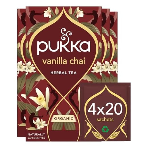 Pukka Vanilla Chai, Oragnic Herbal Tea with Cinnamon & Cardamom (4 Pack, 80 Tea bags)
