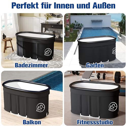 ASDSED Eisbad XXL, Faltbare Badewanne Erwachsene(120cm Ø), Eistonne Eisbaden Outdoor mit Staubschutzabdeckung, Faltbare Badewanne Erwachsene, Eisbaden Tonne für Recovery und Kaltwassertherapie