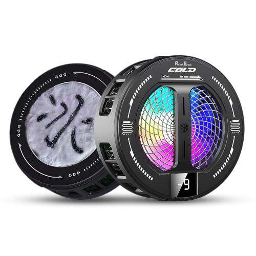 Image of PunnkFunnk Phone Cooler for Gaming, 5000 RPM 7-Blade Fan, RGB Light, Semiconductor Cooling Chip, Type-C Powered, LED Display, Clamp Mount Mobile Cooling Fan for Android & iOS (Black mint)