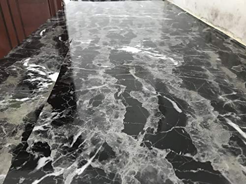 Black Marble Contact Paper for Countertops Waterproof Marble Wallpaper Peel and Stick Countertops Laminate Countertop Sheets Counter Tops Laminates Kitchen Wallpaper Marble Wrapping Paper 15.7\"x80\"