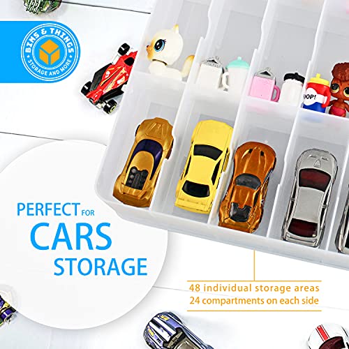 Bins & Things Toys Organizer Storage Case With 48 Slots - Toy Display Case Compatible With Calico Critter, Hot Wheels, Lego Organizer, Mario Kart, Lol Surprise, Matchbox, Barbie, Tsum Carrying Case #TOP5