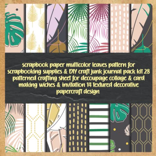 scrapbook paper multicolor leaves pattern for scrapbooking supplies & DIY craft junk journal pack kit 28 patterned crafting sheet for decoupage ... 14 textured decorative papercraft design image 2