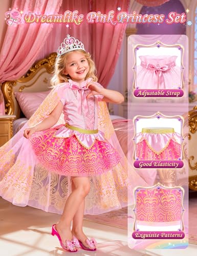 Vestido de princesa para niñas con zapatos y capa miniatura 4