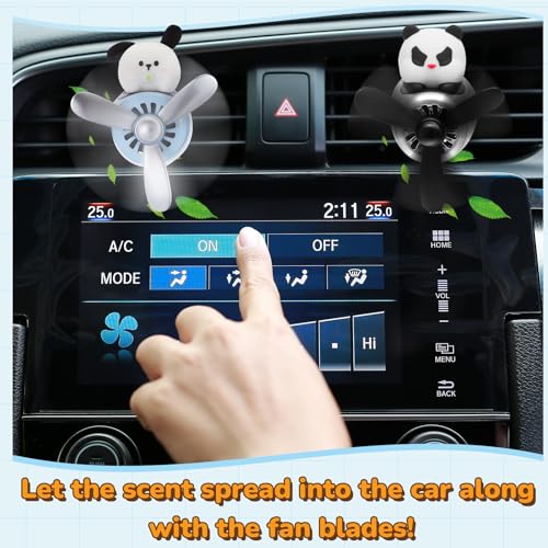 Image of Tallew 2 Pack Car Air Freshener Cute Dog & Panda Car Vent Clip Diffuser with Rotating Propeller Outlet Vent Easy to Install Included 4 Scents Aroma Tablets Aromatherapy Ornament Auto Accessories