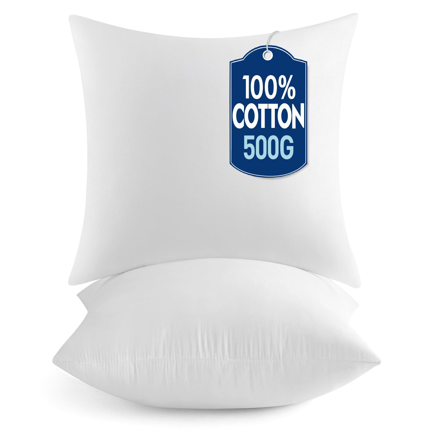 miulee 18x18 pillow inserts,set of 2 100% virgin microfiber with cotton cover throw pillows for couch sofa and bed