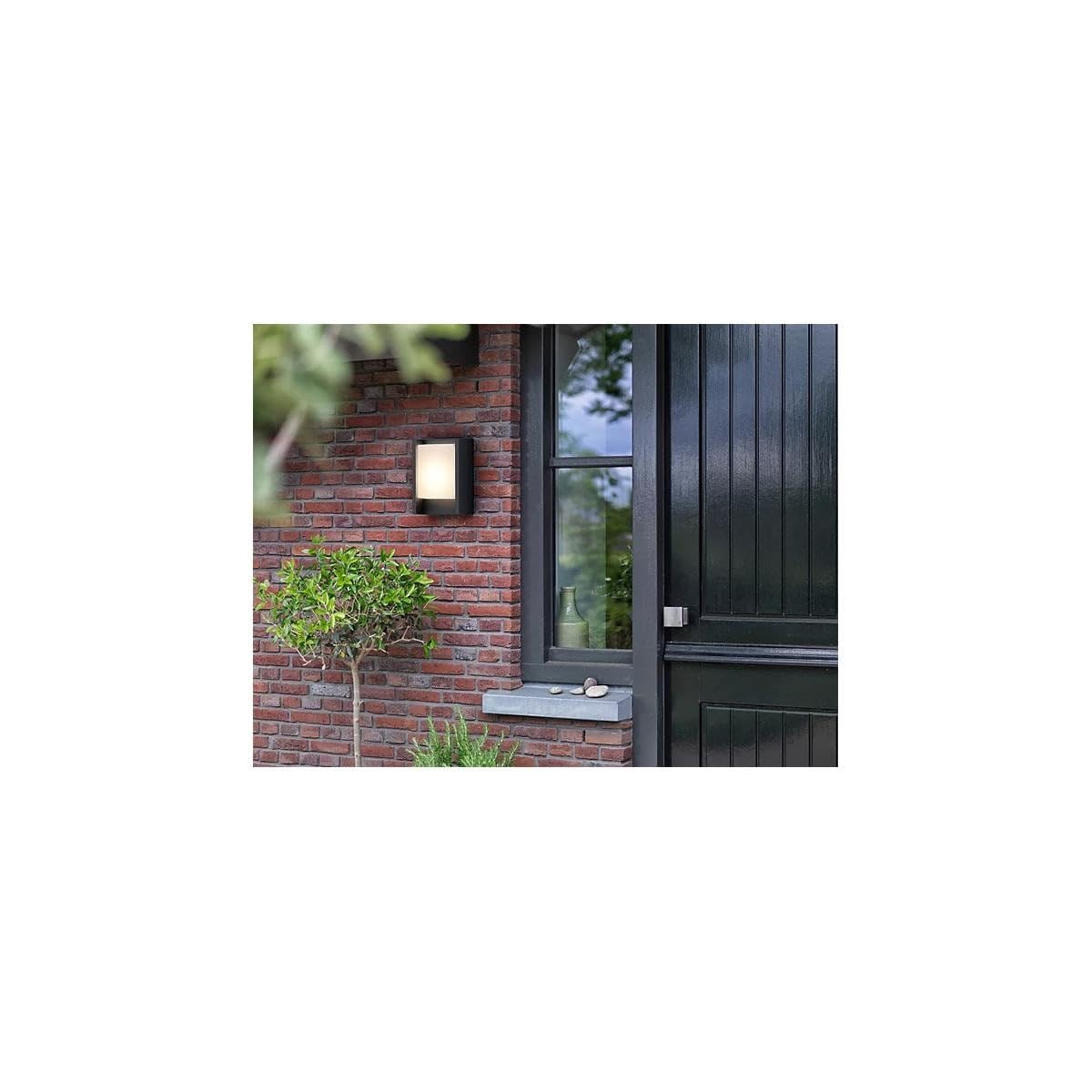 Philips Arbour Applique Murale Extérieure LED, 6 W, 700 lm, Lumière Chaude 2700 K, IP44 Résiste aux Intempéries, LED Intégrée, Durable, Aluminium, Gris Anthracite