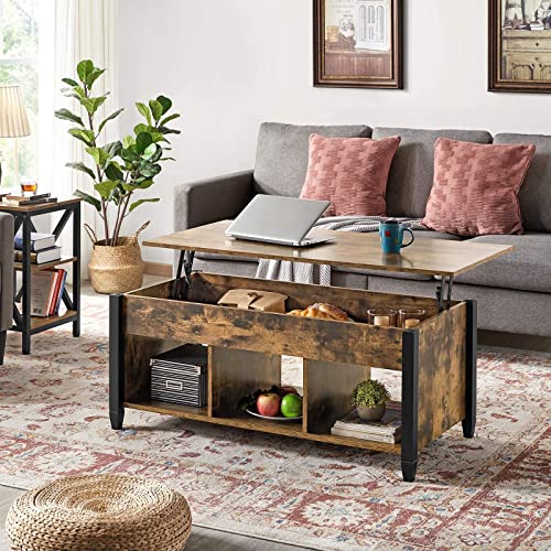 Yaheetech Rustic Coffee Table, Lift Top Coffee Table With Hidden Storage Compartment & Shelf, Lift Tabletop Pop-Up Center Table For Living Room, 47.5In L #TOP1