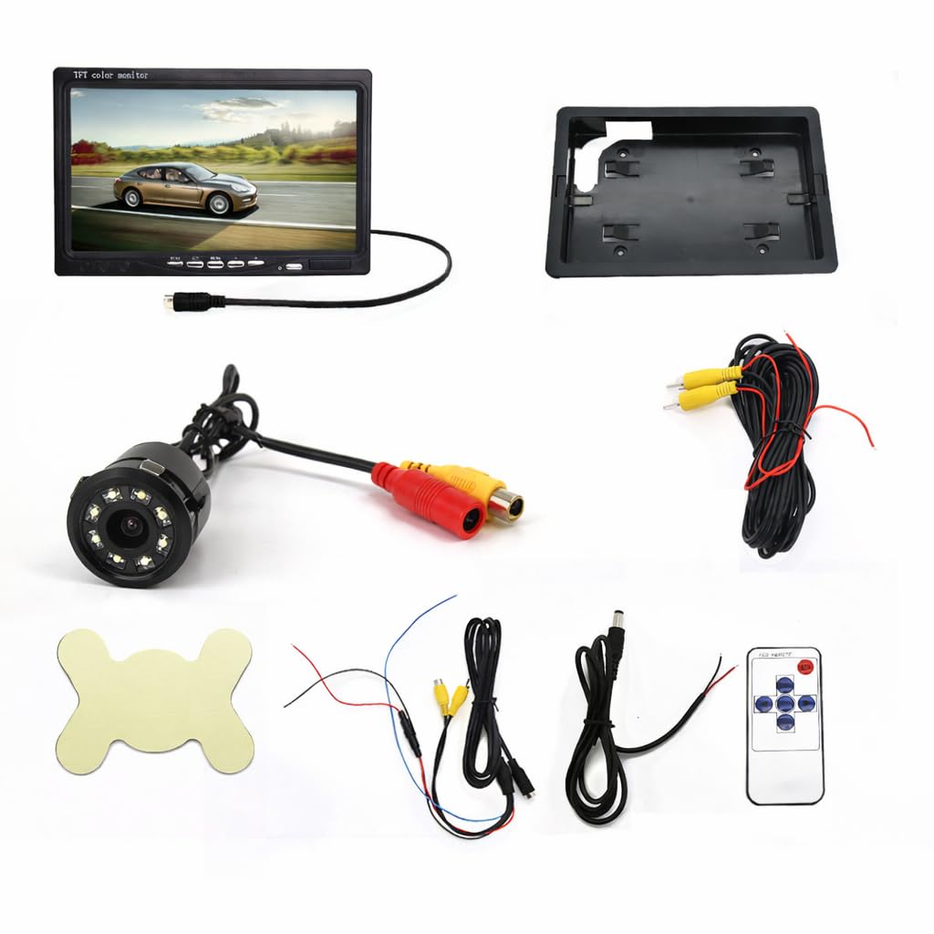 Mania Electro12V 7 Inch Dashboard TFT LCD Car Display Screen with 8 LED Car Reverse Parking Rear View HD Camera, Universal for All Cars, Truck & Bus.-picture-11