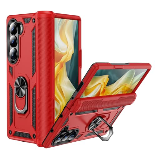 Coque Samsung Z Fold 6 antichoc en polycarbonate militaire rouge