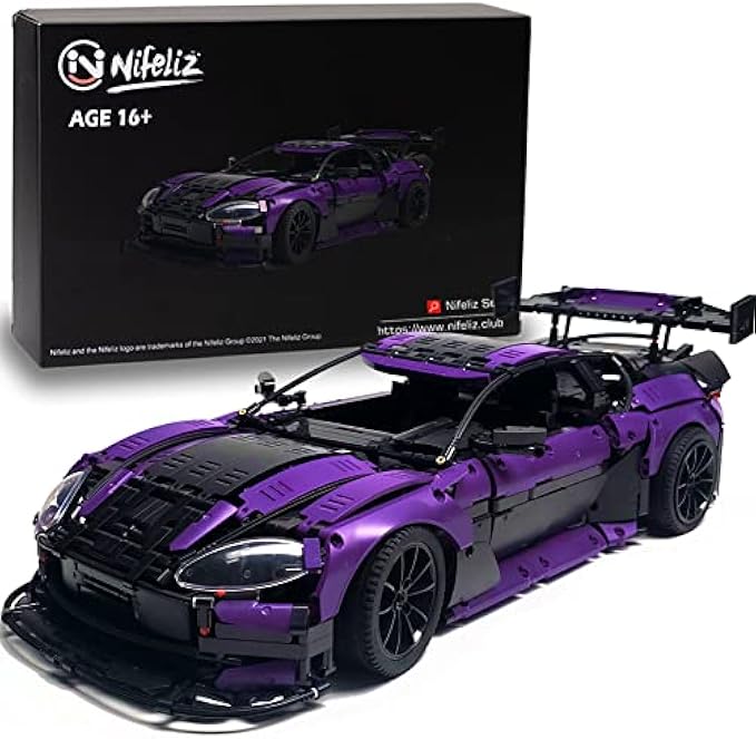 Nifeliz Super car GT4 MOC Building Blocks and Construction Toy, Adult Collectible Model Cars Set to Build, 1:8 Scale Sports Car Model (3850 Pcs)