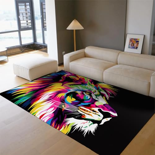 Tapis de sol lions peints lavable et antidérapant de 60x120cm