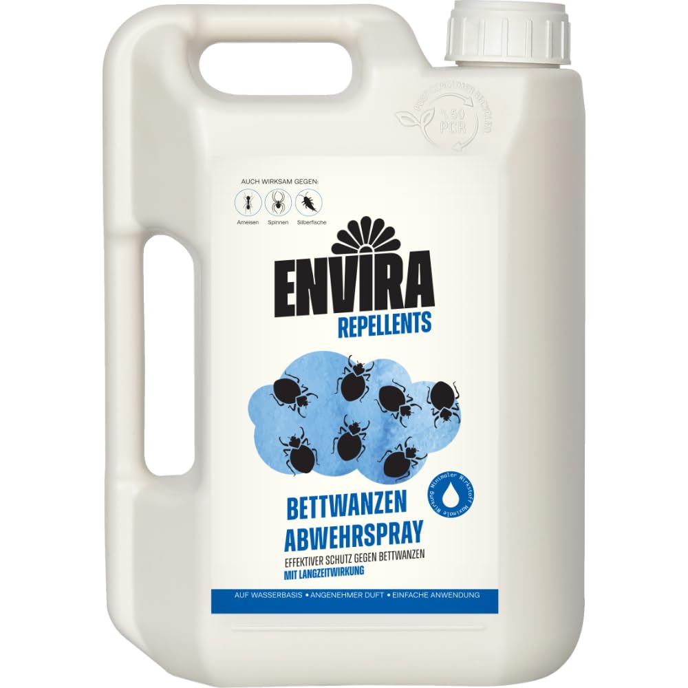 Envira Spray Punaises de Lit - Anti-punaises de Lit à Action Longue Durée - Inodore & A Base d'Eau - 2 Litres
