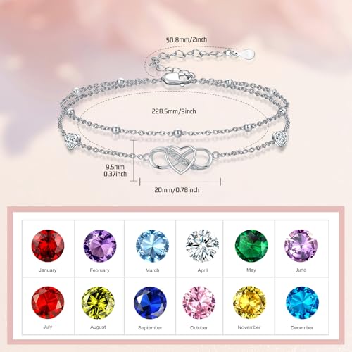 Image of Anklet for Women 925 Sterling Silver Double Infinity Ankle Bracelet Waterproof Summer Jewelry Anniversary Birthday Gifts for Her