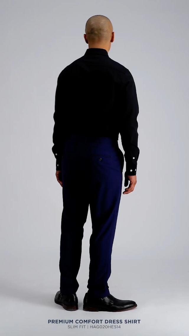 Amazon.com: Haggar Mens Premium Comfort Slim Fit Wrinkle Resistant Dress  Shirt Black : Clothing, Shoes & Jewelry