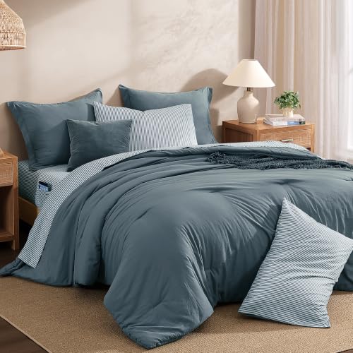 Image of Monbix Queen Comforter Set-7 Pieces Soft Bed in a Bag Queen Bedding Sets