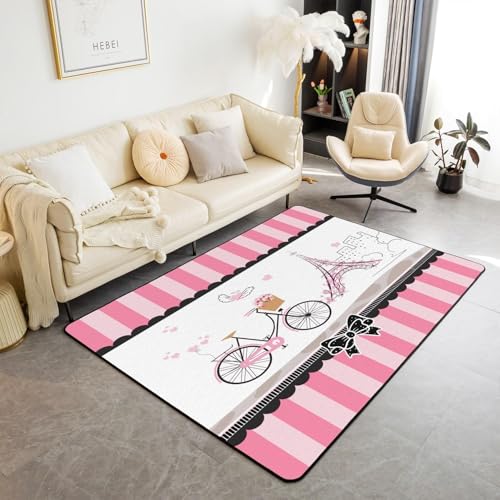 3D Tapis Tour Eiffel Tapis Salon Moderne Chambre Carre Antidérapant Enfant Ado Décoration Tapis, Tapis De Chaise Lavable Antidérapant 50 X 80 Cm - Nettoyage Facile -63232373014437