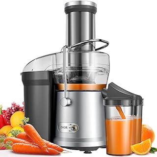 GDOR Juicer 1200W Juicer Machine with Larger 3.2" Feed Chute, Titanium Enhanced Cutting System, Centrifugal Juice Extractor Maker with Heavy Duty Full Copper Motor, Dual Speeds, BPA-Free, Silver 2.0