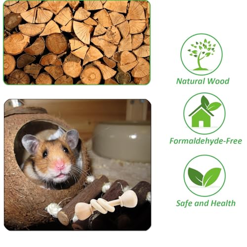 KABASI 3 PCS Wooden Bunny Toys, Safe Rabbit Guinea Pigs Bite-Resistant Natural Wooden Chew Teeth Grinding Toys for Chinchillas Hamsters Small Animals Rat Playing Indoor Outdoor - Image 5