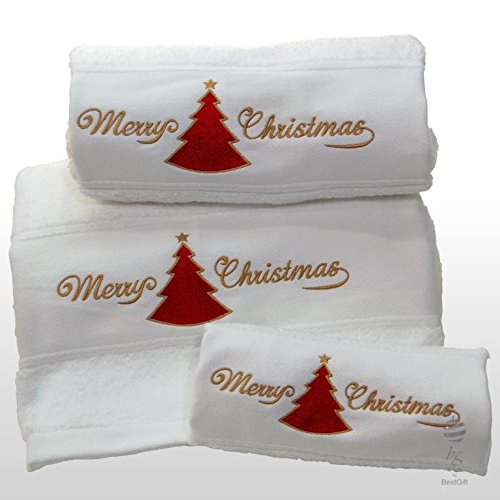 Bgeurope - Conjunto De 3 Toallas De Baño Navidad - Ref. Red Christmas Tree Bgeurope - Conjunto De 3 Toallas De Baño Navidad - Ref. Red Christmas Tree