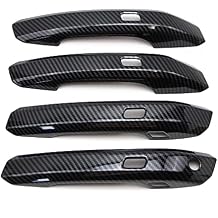 Dreamseek 4Pcs Door Handle Decoration Cover Compatible with Audi Q5 SQ5 2018-2023, A4 A5 2017-2023 Allroad Sportback Cabriolet Carbon Fiber Style with Smart Keyhole