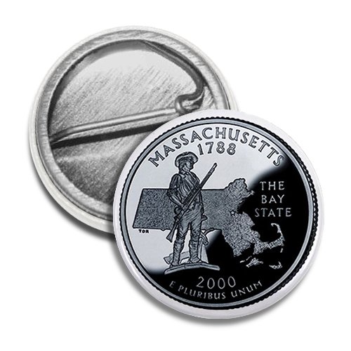 MASSACHUSETTS State Quarter Mint Image 1 inch Mini Pinback Button