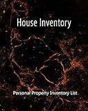  House Inventory, Personal Property Inventory List: A 112 Page Template Notebook, Orange Marble