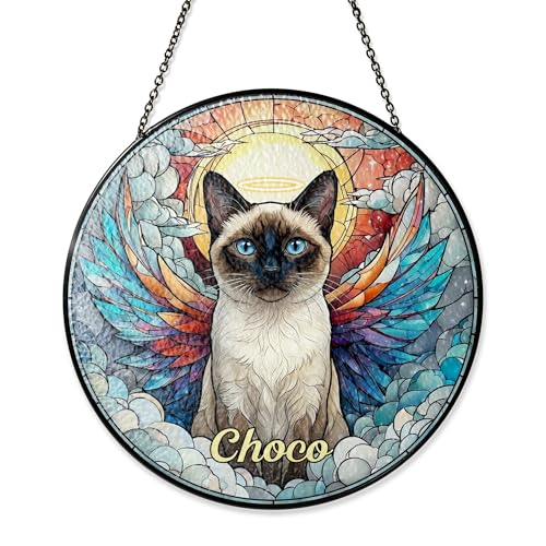 Custom Name Pet Memorial Suncatcher, Personalized Siamese