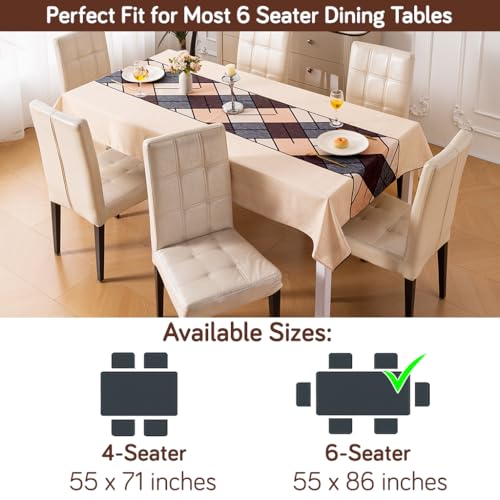 Image of HOKIPO Modern Grace Table Cloth for 6 Seater, 55x86 in, Earthy Matrix