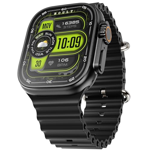 Image of Boult Crown Pro Smart Watch 2.01'' AMOLED, BT Calling, Working Crown, AOD, Zinc Alloy Frame, 650 Nits Brightness, AI Voice Assistant, SpO2 Monitoring, 120+ Sports Mode (Phantom Black)