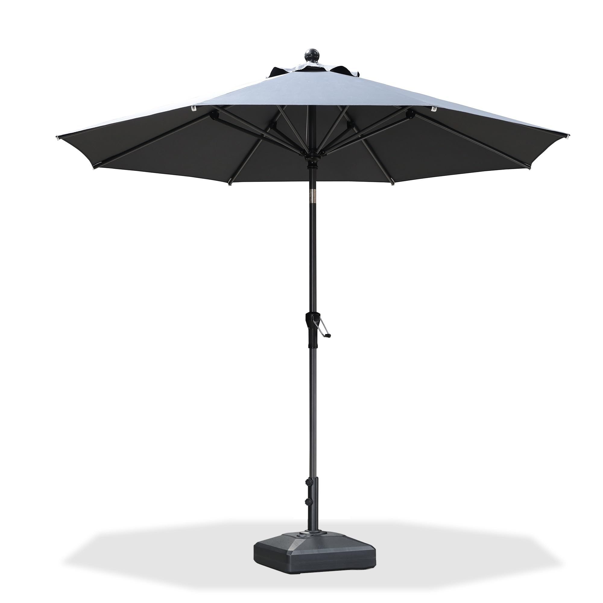 bcp 9 aluminum patio market umbrella PURPLE LEAF with Base 9' Round Dual Tilt Gray 8 Ribs w/ tilt and crank Fabric:O'bravia Denim GRAND Patio 11 ft 1368013