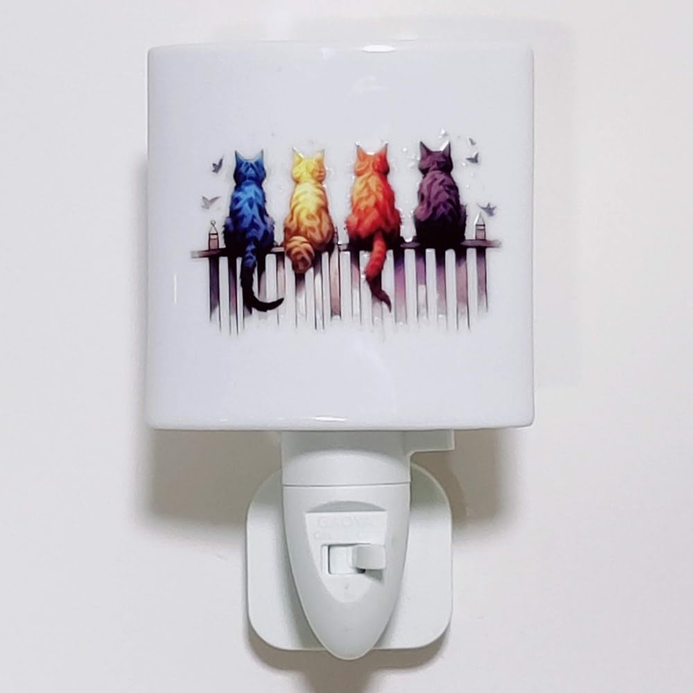 Plug-in Night Lights - LED Bulb, UK 3 pin Socket (Nothin' Buttt 4 Cats), Multicolour
