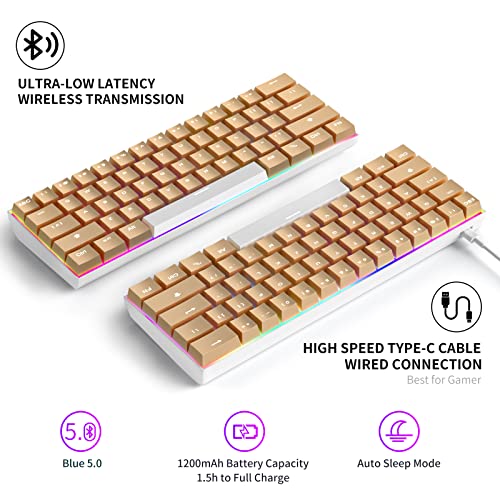 Image of Full Metal Mechanical Keyboards with RGB Backlit, Ultra-Compact Bluetooth 60% Stainless Steel Keycaps Gaming Keyboards Blue Switches Mac PC Computer Keyboards (Rose Gold)