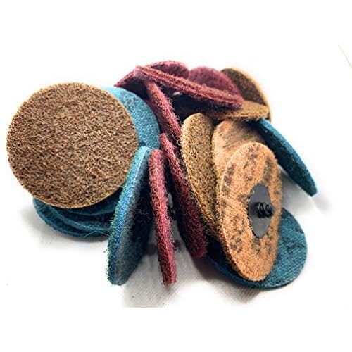 SIGNI 30pcs 3 inch Assorted Grits Abrasive Non Woven Nylon Quick Change Surface Conditioning Disc for Fnishing Cleaning Deburring Lapping with R-Type for Rust Paint Removal(Assorted Grits, 3