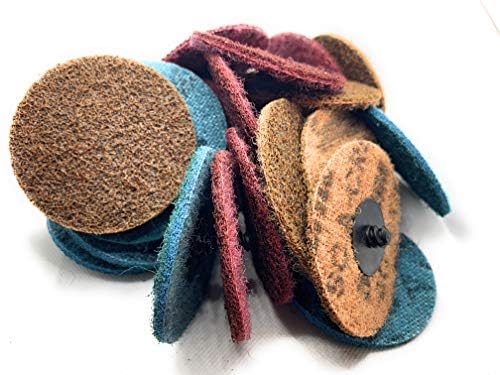 SIGNI 30pcs 3 inch Assorted Grits Abrasive Non Woven Nylon Quick Change Surface Conditioning Disc for Fnishing Cleaning Deburring Lapping with R-Type