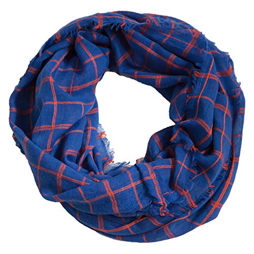 Tickled Pink Women's Game Day Sports Team Apparel Scarf or Wrap, Check Plaid Infinity, Blue/Orange, 16 x 63 (5365) Tickled Pink Women's Game Day Sports Team Apparel Scarf or Wrap, Check Plaid Infinity, Blue/Orange, 16 x 63" (5365)