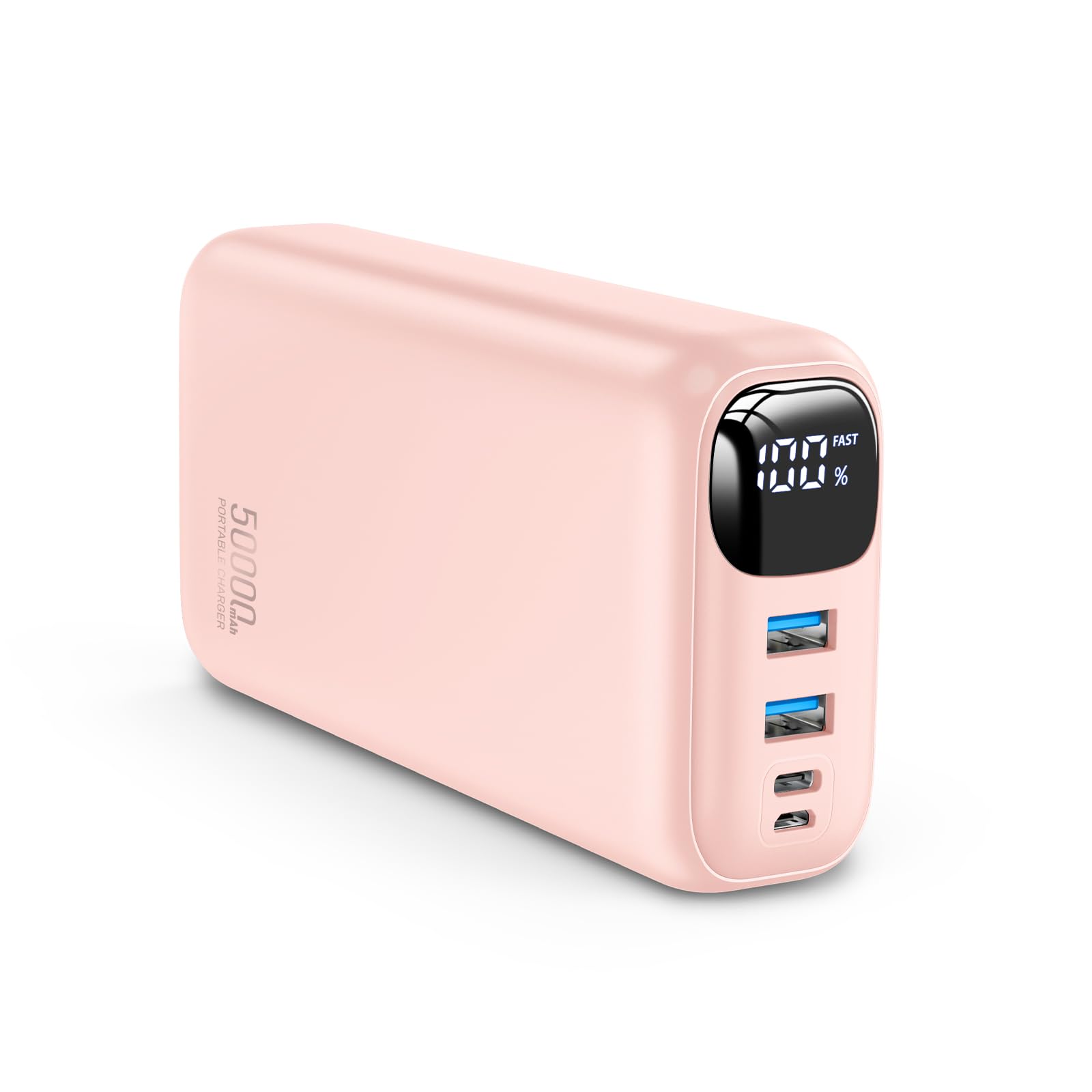 Portable Charger 50000mAh Power Bank - 22.5W Fast Charging External Battery Pack, LED Display USB-C Portable Cell Phone Charger for iPhone 16/15/14/13 Pro, Android, Samsung Galaxy(Blush Pink)