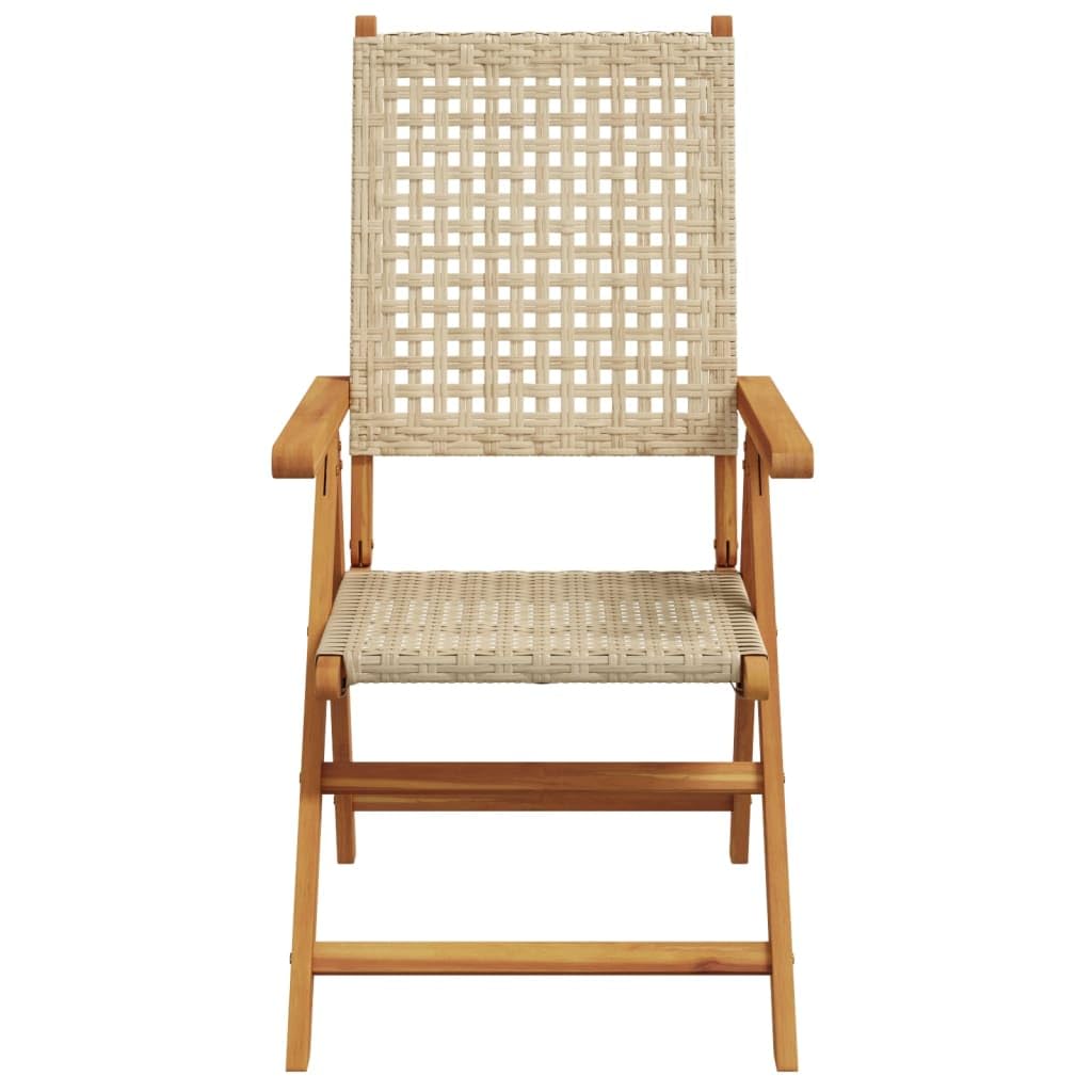 Krzesła ogrodowe 2 szt. beżowe drewno akacjowe Poly Rattan
