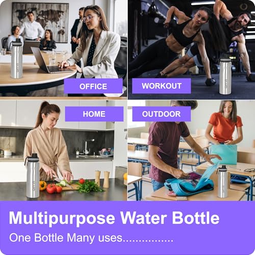 Image of Aivin Coolsip Stainless Steel Water Bottle | Leak Proof & Break-Proof | Lid is Sealed by a Silicone Ring | Best Usage for Office /School /College /Gym /Picnic /Home /Fridge |1 Litre | Silver (Coolsip)