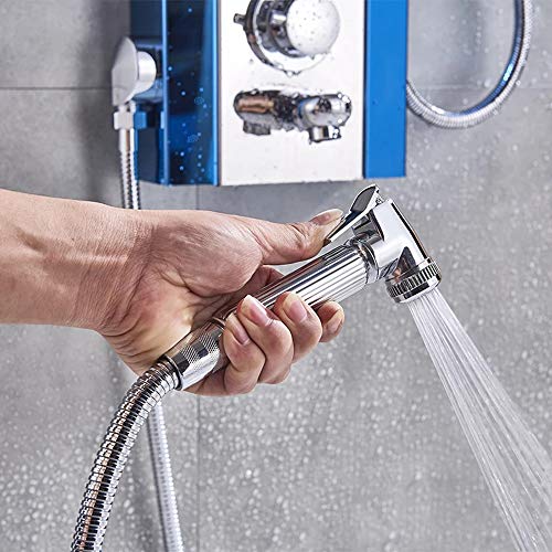 Panel de Ducha Termostático con LED, Sistema Multifunción para Ducha con Pantalla Digital y 5 Salidas de Agua, Color Azul miniatura 5