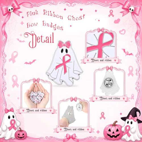 Tondiamo 50 Pcs Pink Ribbon Ghost Pins, Breast Cancer Awareness by Tondiamo - Used condition - Image 3
