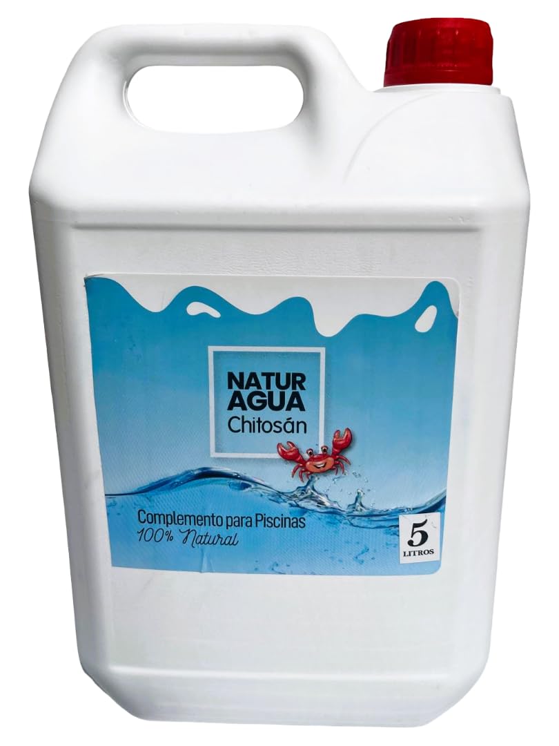 Floculant naturel piscine 5 l avec chitosan, clarifiant biodégradable, élimine la turbidité et les déchets organiques, eau cristalline sans produits chimiques, améliore la filtration