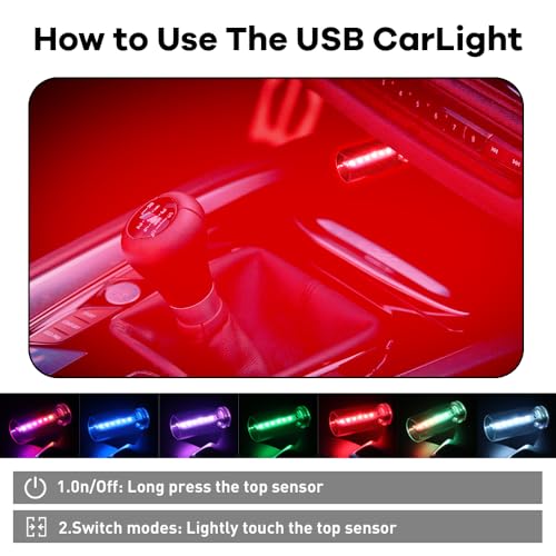 Iluminación nocturna interior de coche con mini lámparas ambientales USB 4